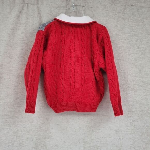 B.T. Kids Vintage Scottie Dog Red Cable Knit Cardigan - Picture 3 of 10